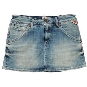 Replay Denim Distressed Mini Skirt